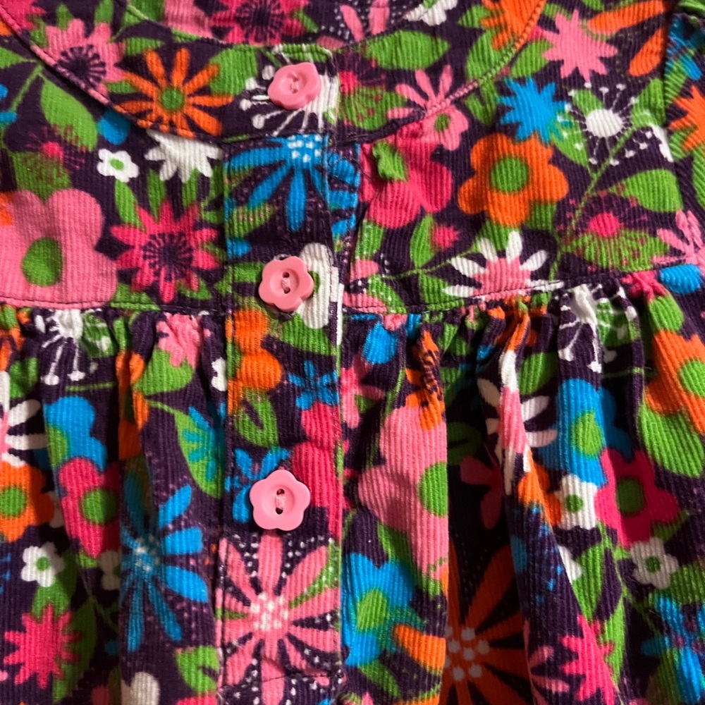 24 months LeTop Girls beautiful courdaroy floral dress - Picture 4 of 6